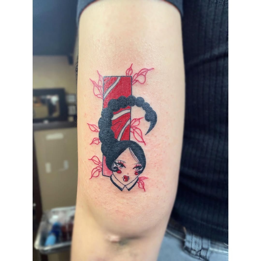 Elegant Scorpio Tattoo with a Geisha Vibe Tattoo Design