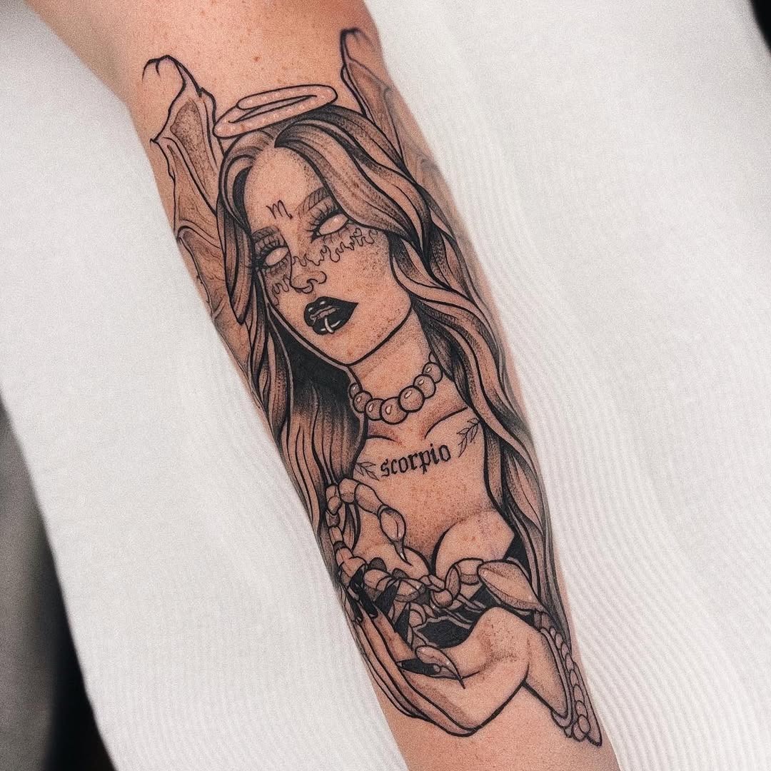 Elegant Scorpio Tattoo with Mystical Vibes Tattoo Design