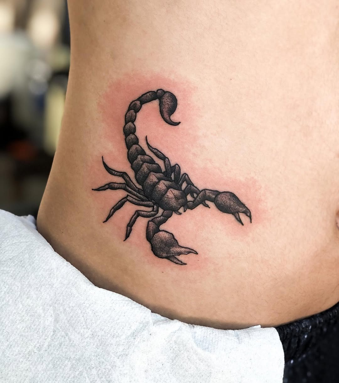 Stylish Scorpio Tattoo with Bold Black Ink Tattoo Design