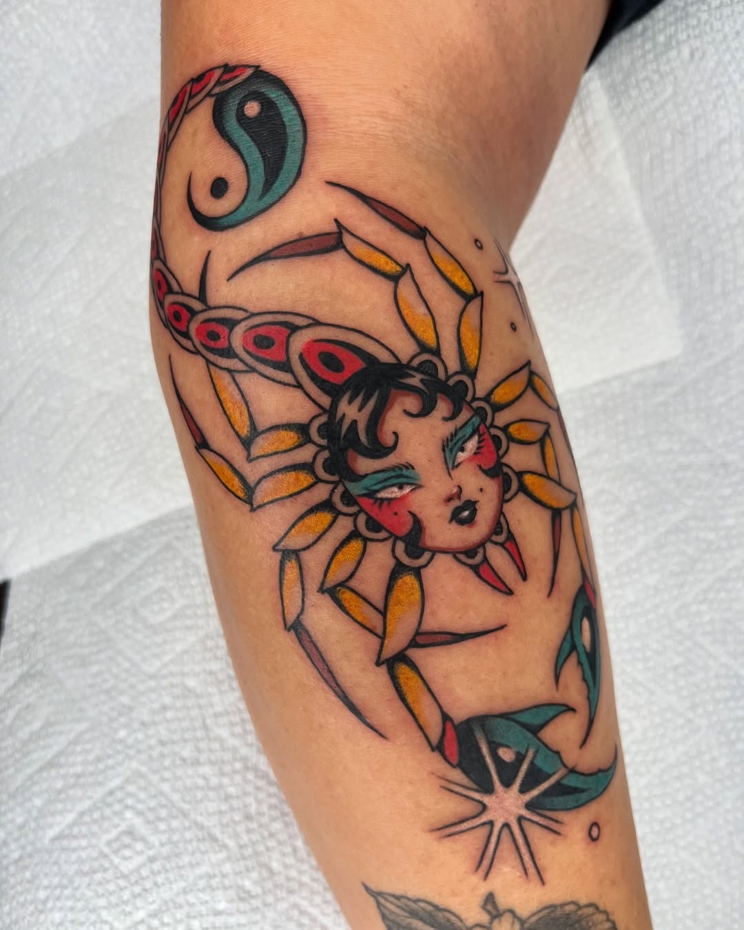 Vibrant Scorpio Tattoo with Feminine Touch Tattoo Design