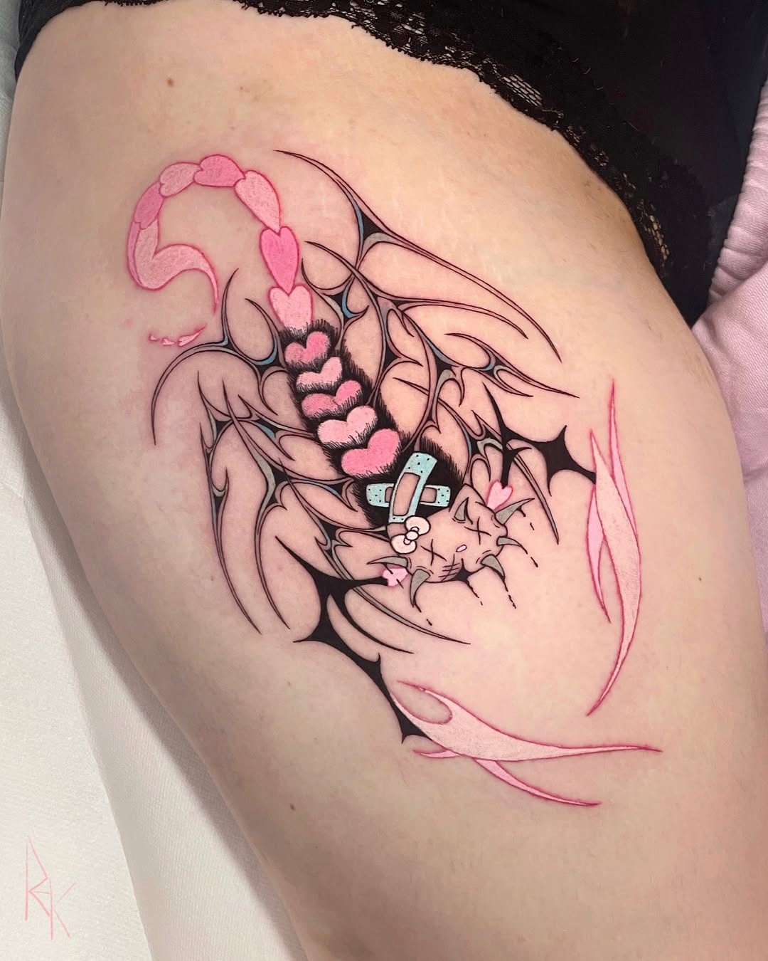 Vibrant Scorpio Tattoo with Heart Details Tattoo Design