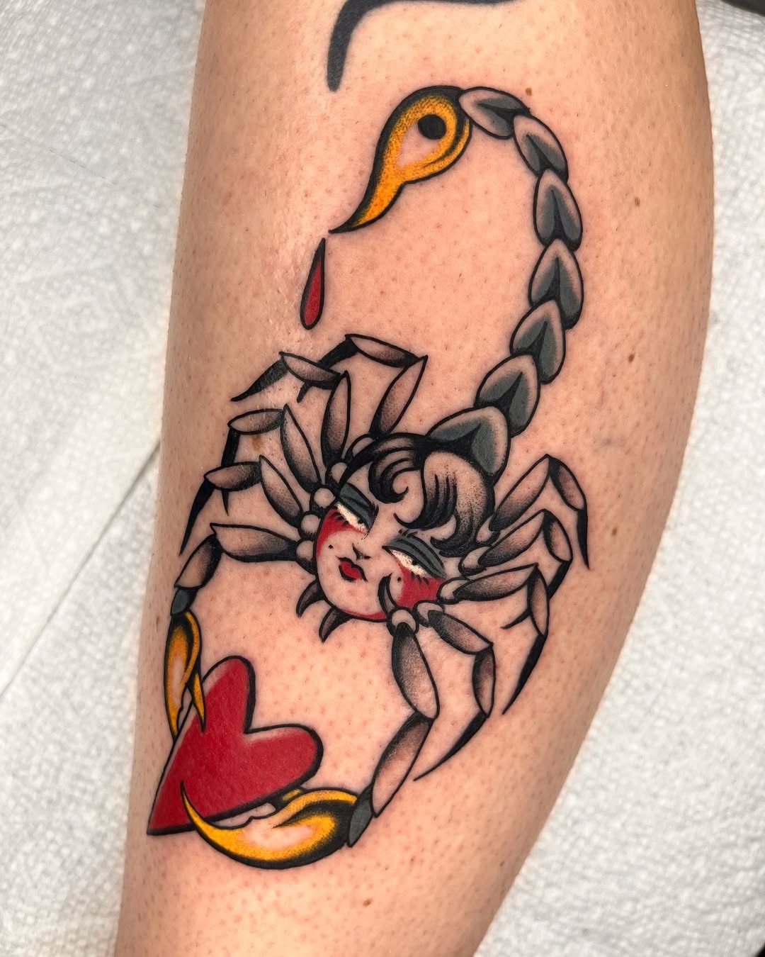 Whimsical Scorpio tattoo with heart motif Tattoo Design