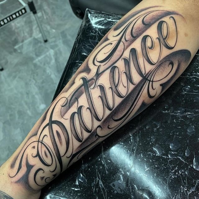 Bold Script Name Tattoo with Shading Tattoo Design