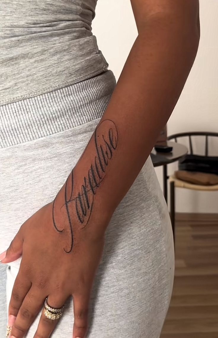 Elegant Script Forearm Tattoo Tattoo Design
