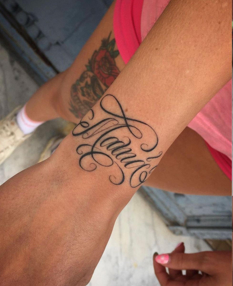 Flowing Family Script Wrist Tattoo Tattoo Design