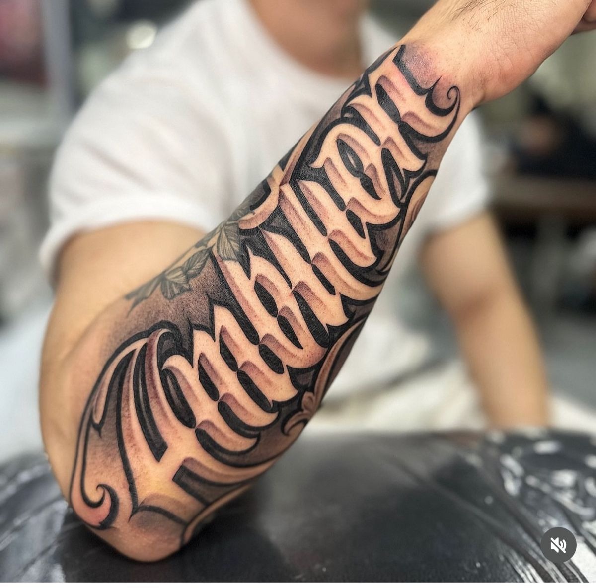 Gothic Script Forearm Tattoo Tattoo Design