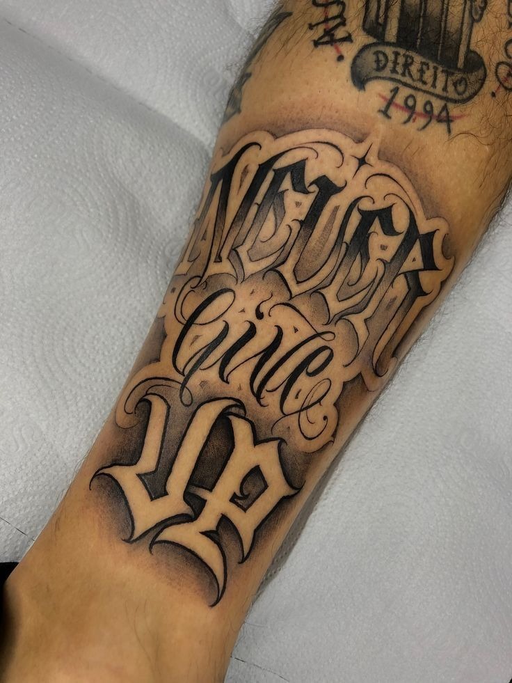 Gothic Statement Hand Script Tattoo Tattoo Design