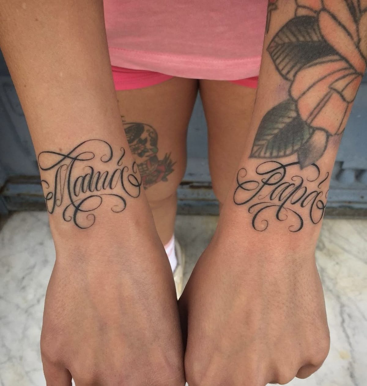 Matching Name Script Hand Tattoos Tattoo Design