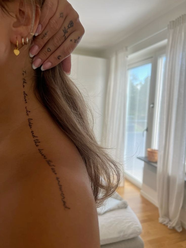 Minimal Script Spine Tattoo Tattoo Design