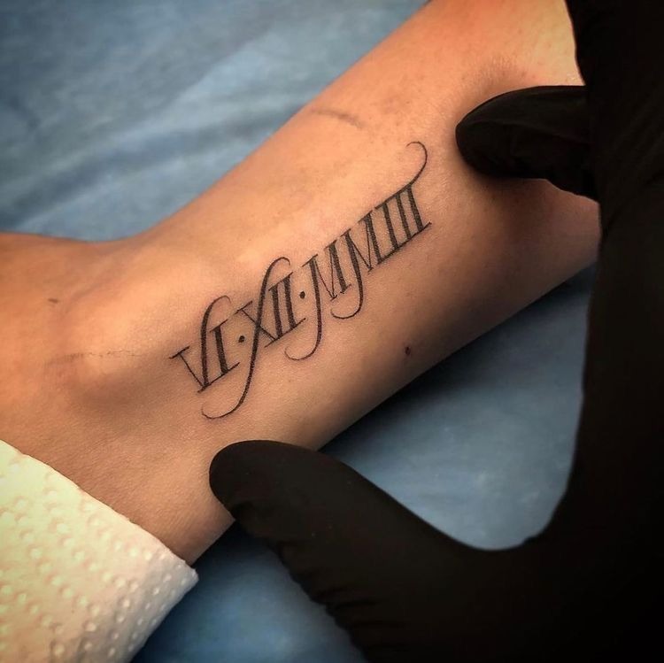 Roman Numeral Script Forearm Tattoo Tattoo Design