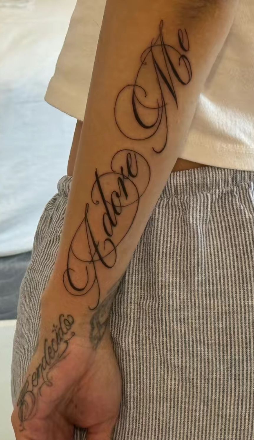 Vertical Script Forearm Name Tattoo Tattoo Design