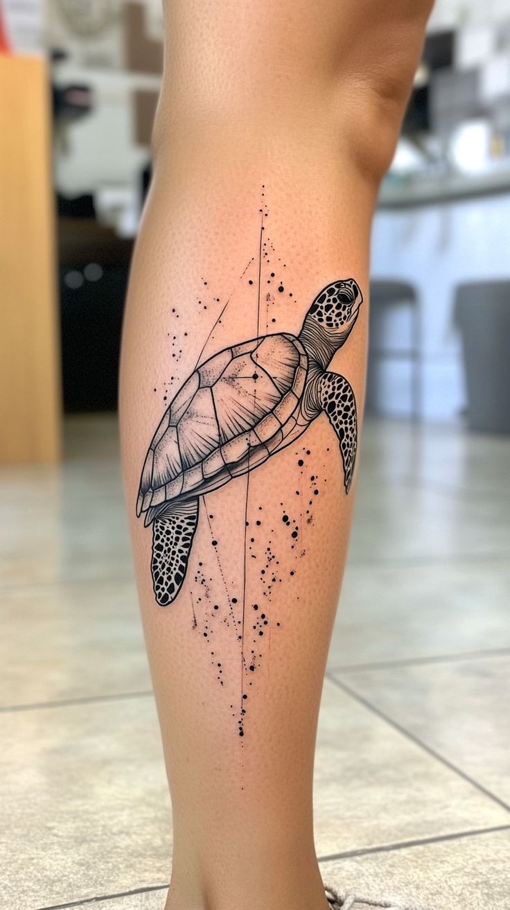Little Thigh Sea Turtle Tattoo Tattoo Design