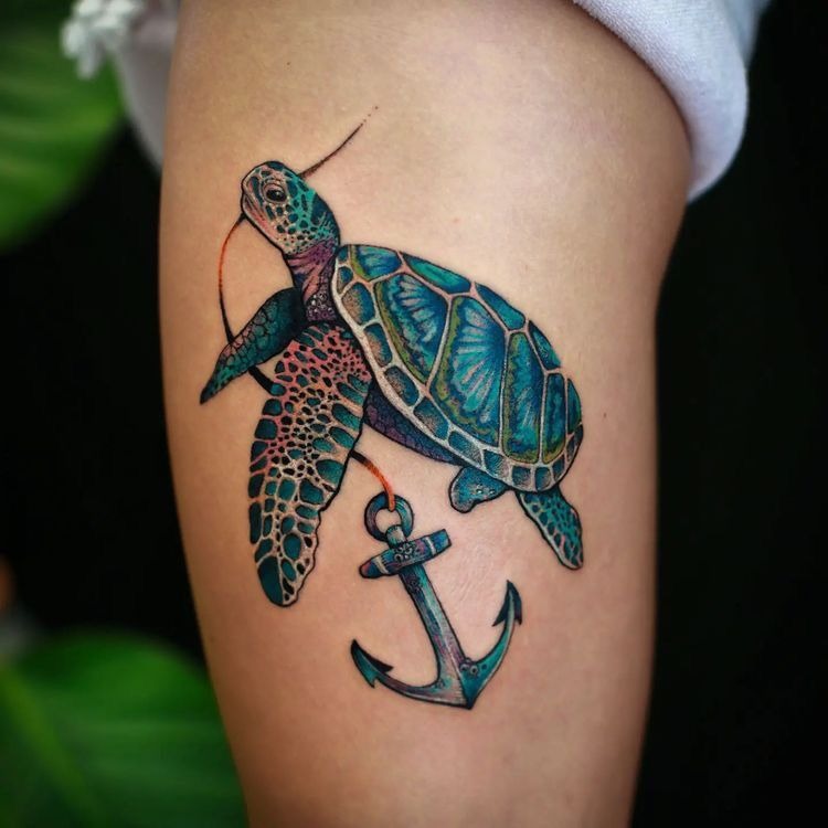 Shadowed Ankle Sea Turtle Tattoo Tattoo Design