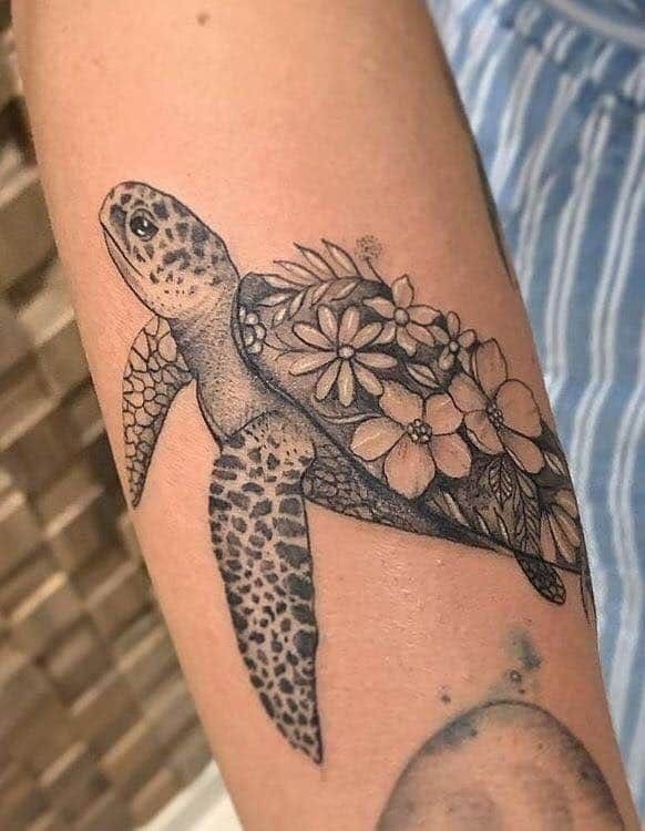 Swirling Motion Sea Turtle Tattoo Tattoo Design