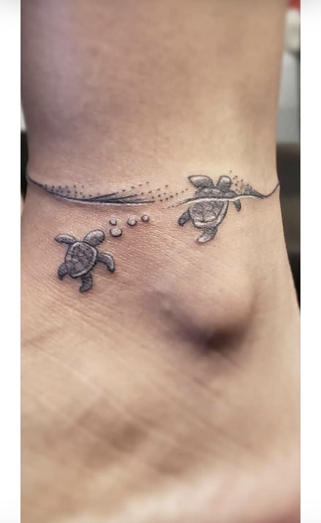 Tiny Wave Sea Turtle Tattoo Tattoo Design