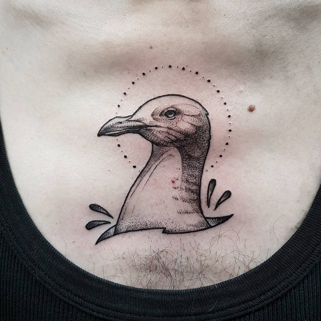 Stylish seagull tattoo with dotted halo Tattoo Design
