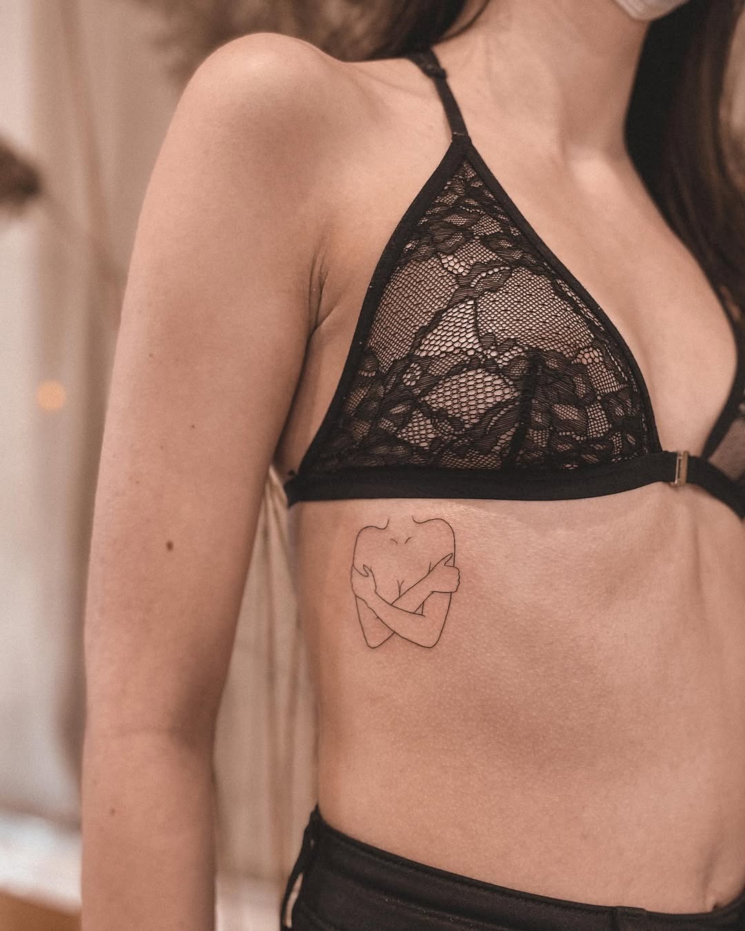Elegant minimalistic self-love tattoo on skin Tattoo Design