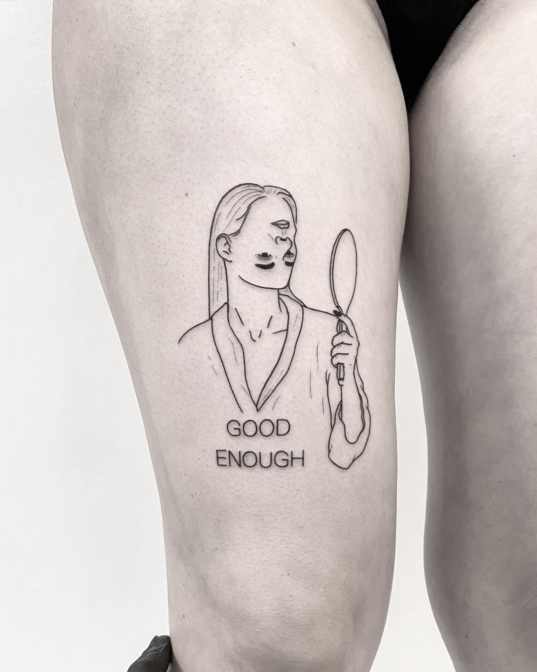 Empowering self-love tattoo with mirror reflection Tattoo Design