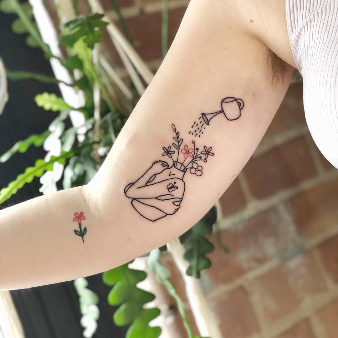 Nurturing Yourself Through Botanical Ink Art Tattoo Design