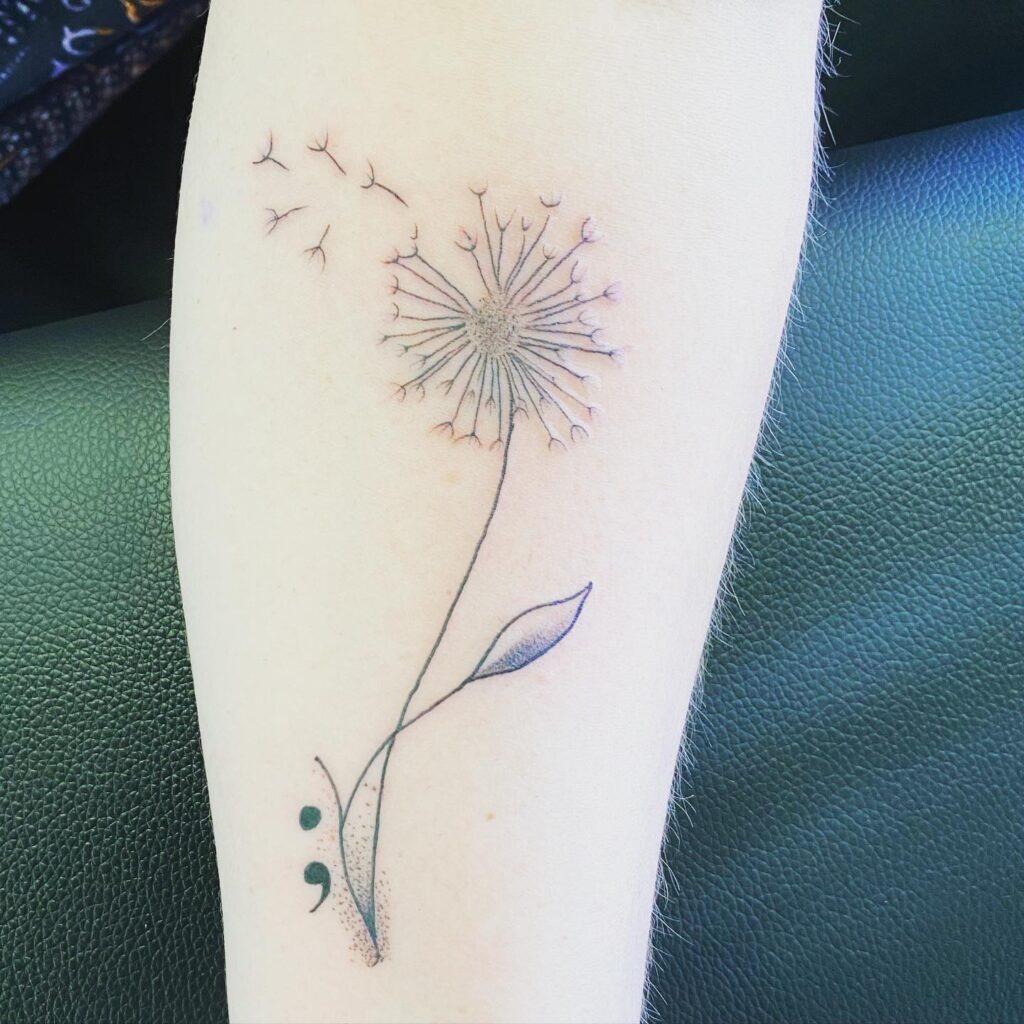 Bee and Flower Semi-Colon Tattoo Tattoo Design