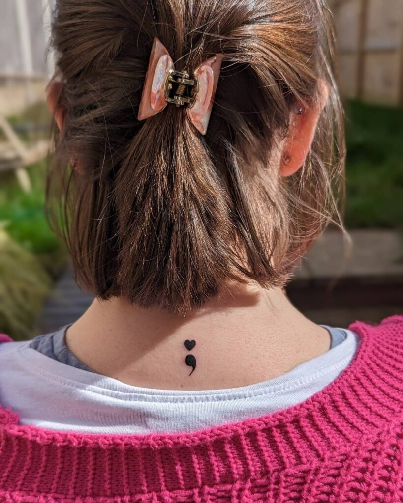 Cat-Themed Semi-Colon Tattoo Tattoo Design
