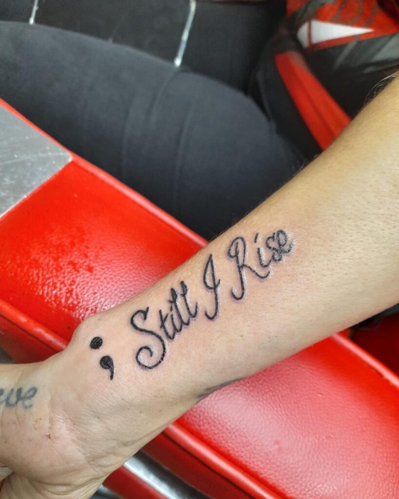 Colorful Semi-Colon and Quote Tattoo Tattoo Design