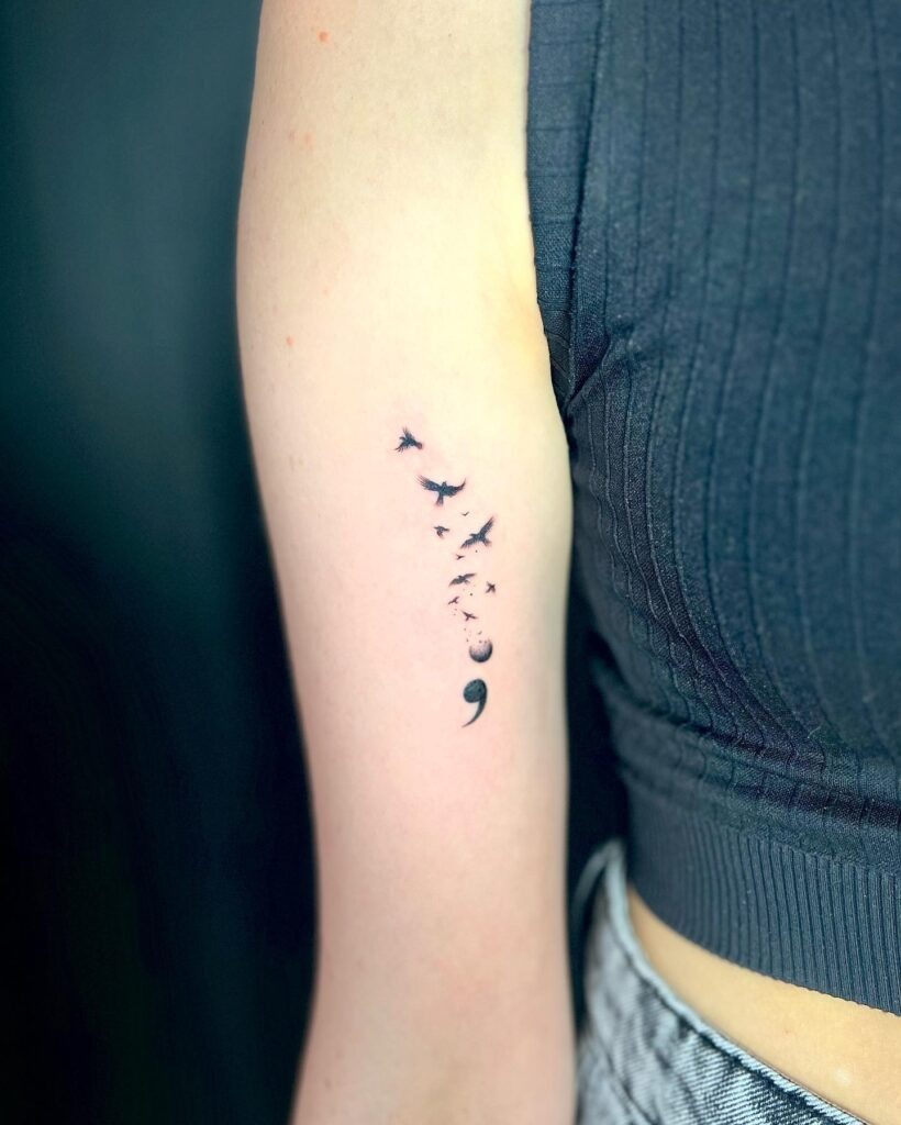 Floral Semicolon Butterfly Tattoo Tattoo Design