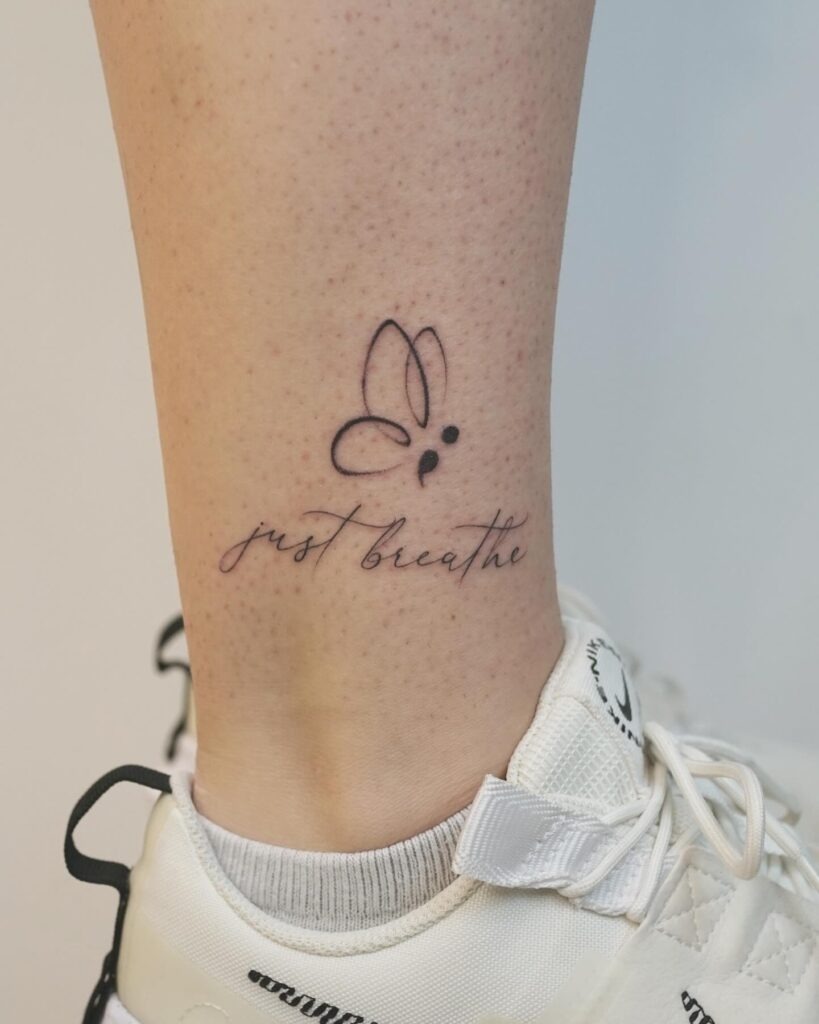 Inspirational Script and Butterfly Tattoo Tattoo Design