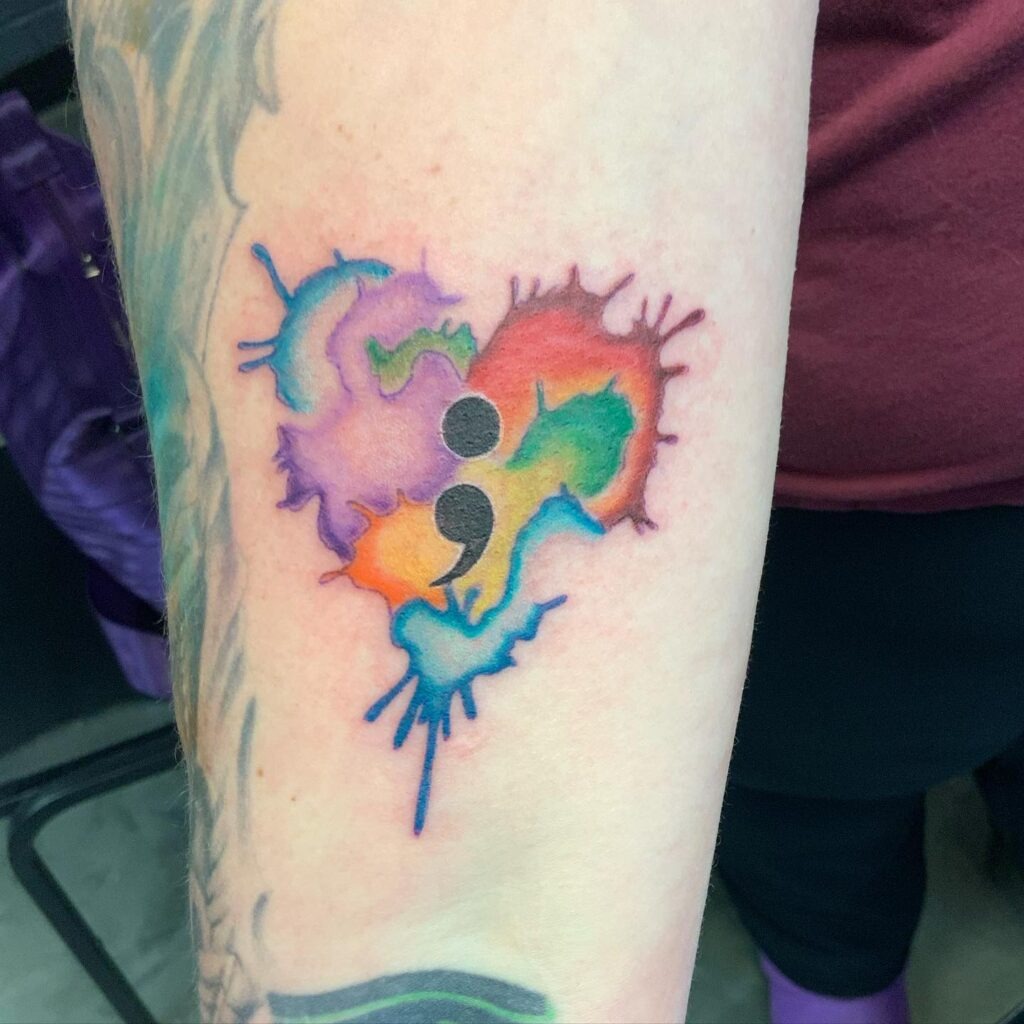 Memorial Angel Wings Semi-Colon Tattoo Tattoo Design