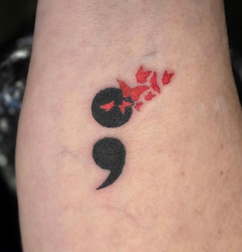Minimalist Finger Semi-Colon Tattoo Tattoo Design