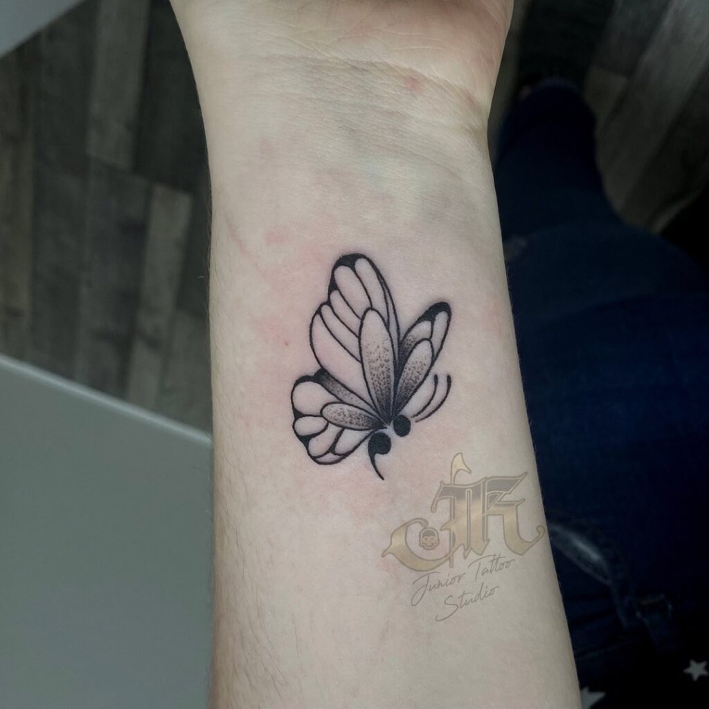 Minimalist Semicolon Butterfly Tattoo Tattoo Design