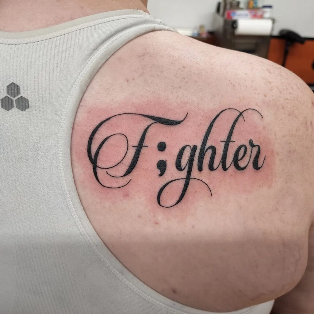 “You Matter” Watercolor Heart and Semi-Colon Tattoo Tattoo Design