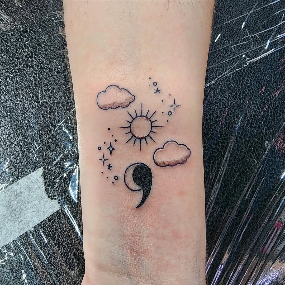 A unique take on semicolon symbolism Tattoo Design