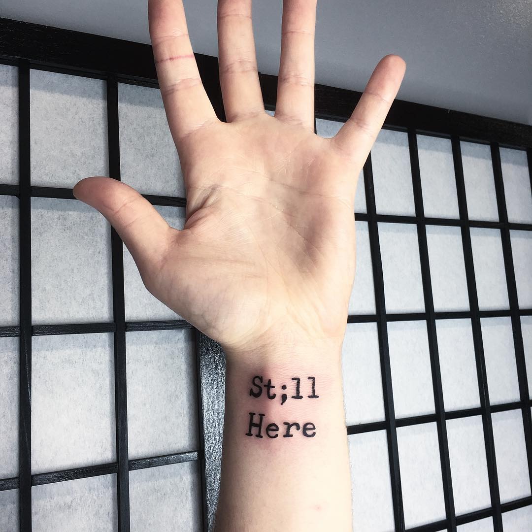 Meaningful semicolon tattoo on the wrist Tattoo Design