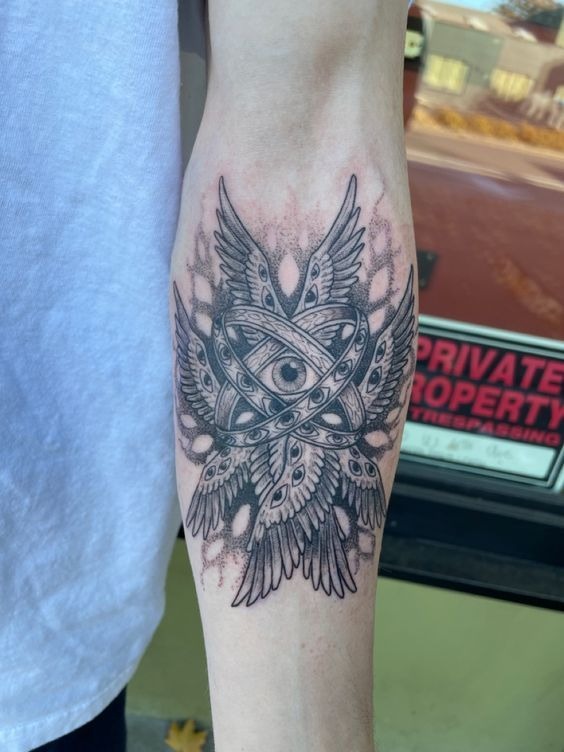 All-Seeing Eyes with Wings Tattoo Design