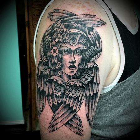 Celestial Guardian on the Shoulder Tattoo Design