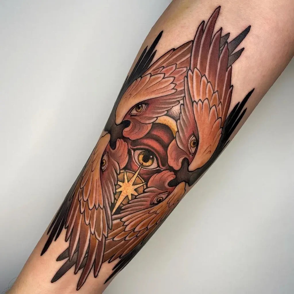 Radiant Eye with Wings Tattoo Design