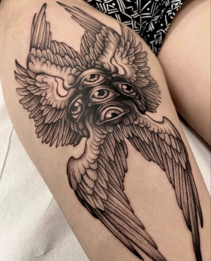 Seraphim Warrior with a Sword Tattoo Design