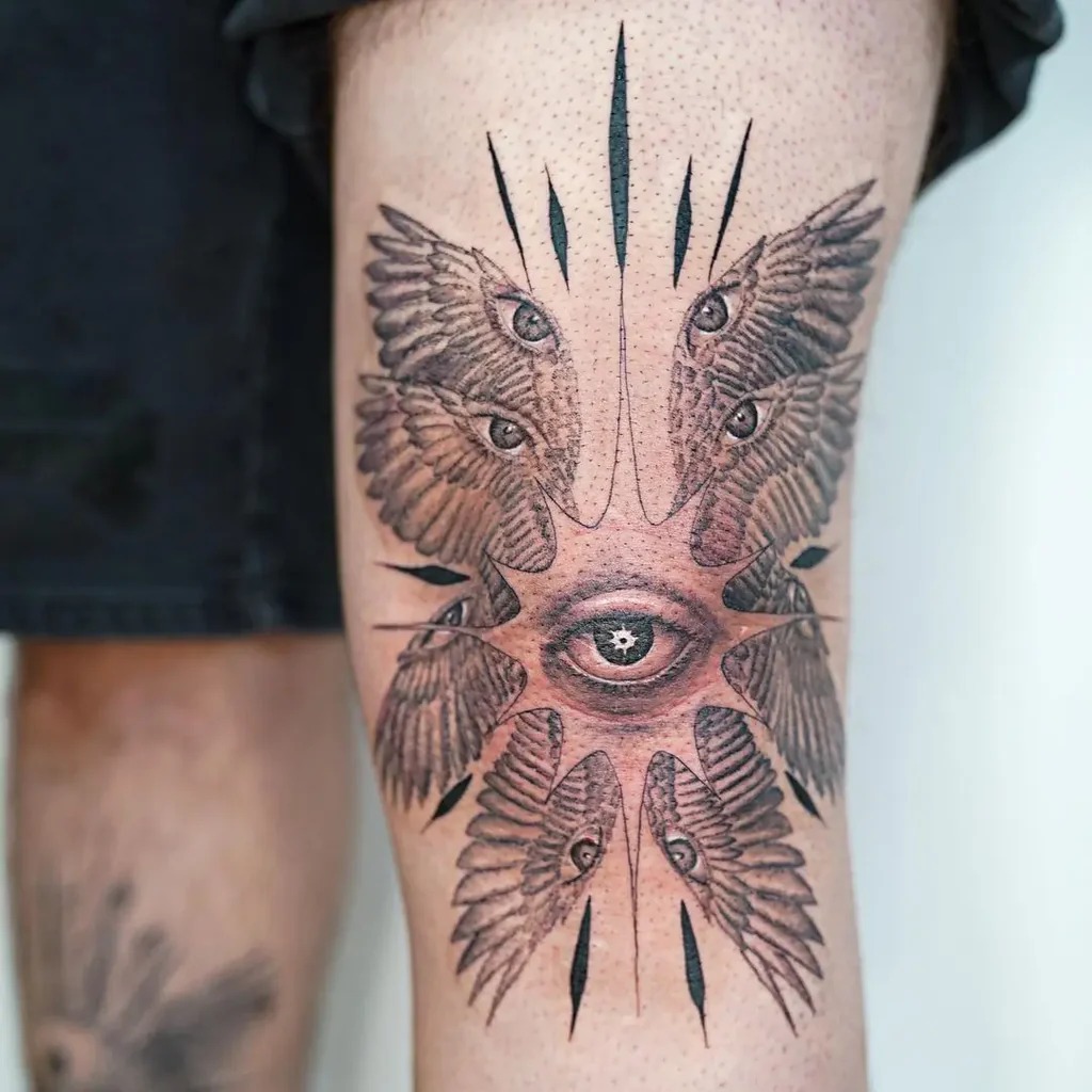 Vibrant Seraphic Design Tattoo Design
