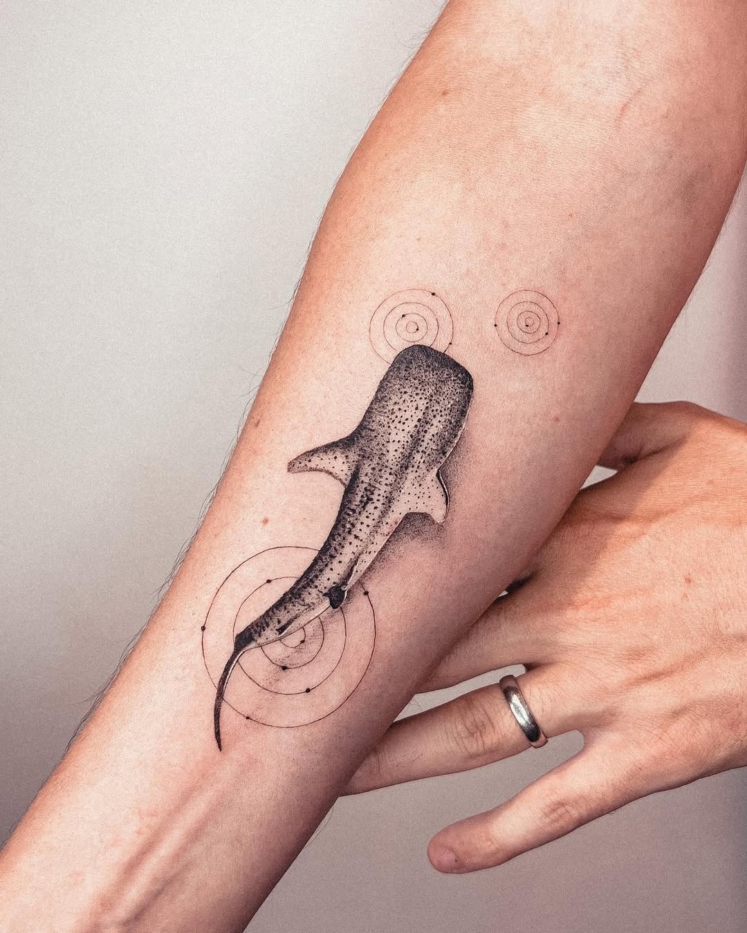 Intricate shark tattoo with mesmerizing circular patterns Tattoo Design