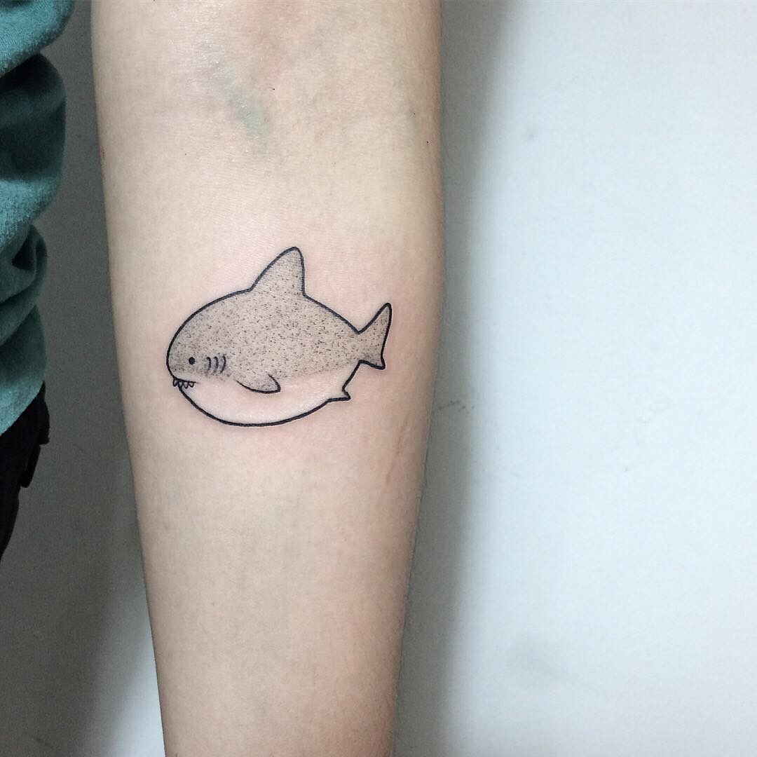 Minimalist Shark Tattoo on Forearm Tattoo Design