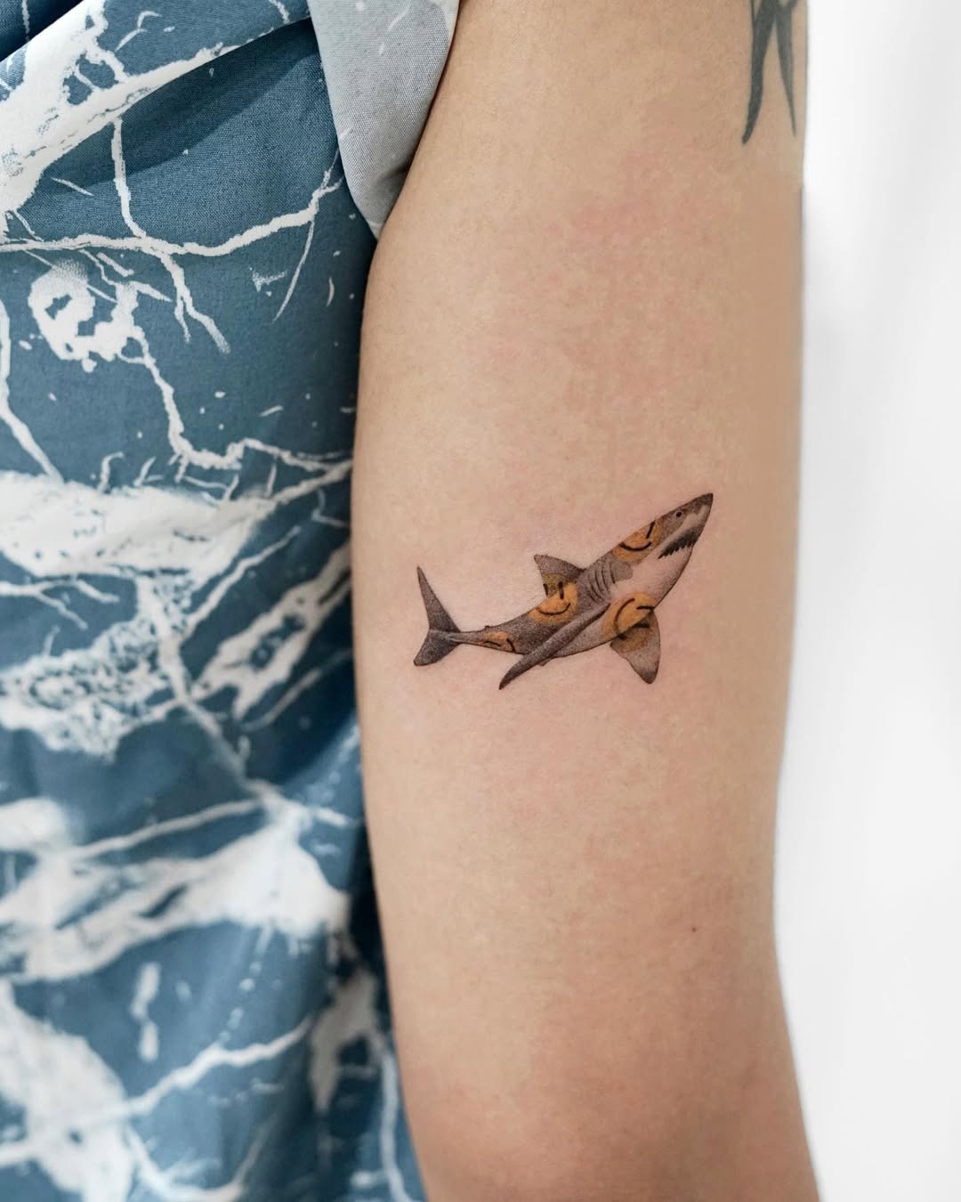 Vibrant shark tattoo with intricate details Tattoo Design