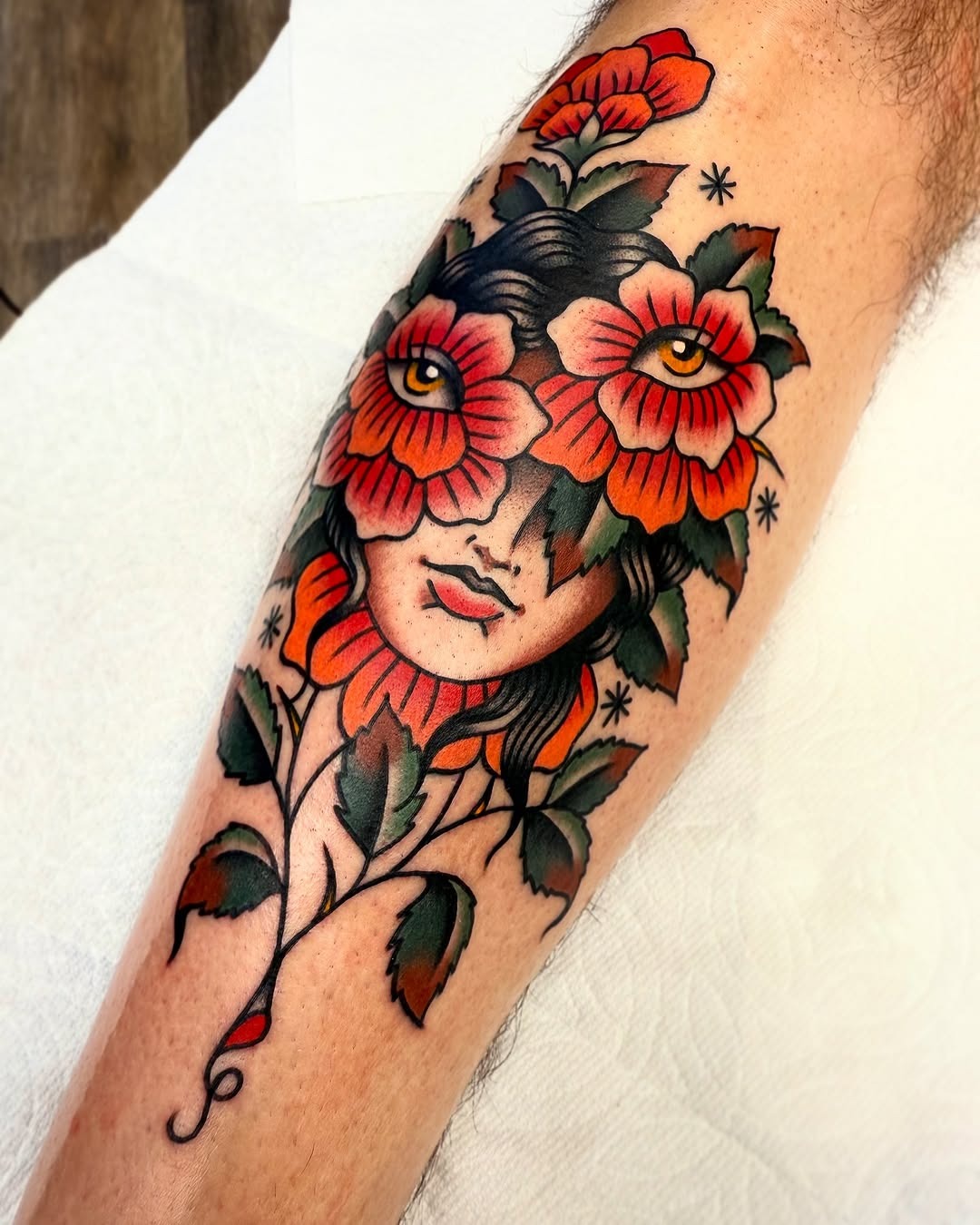 Intricate Floral Shin Tattoo Design for Unique Vibe Tattoo Design