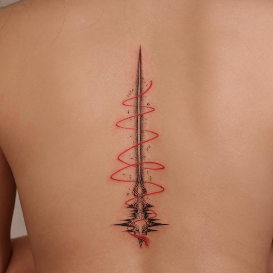 Stylish shooting star tattoo with cosmic elements Tattoo Design