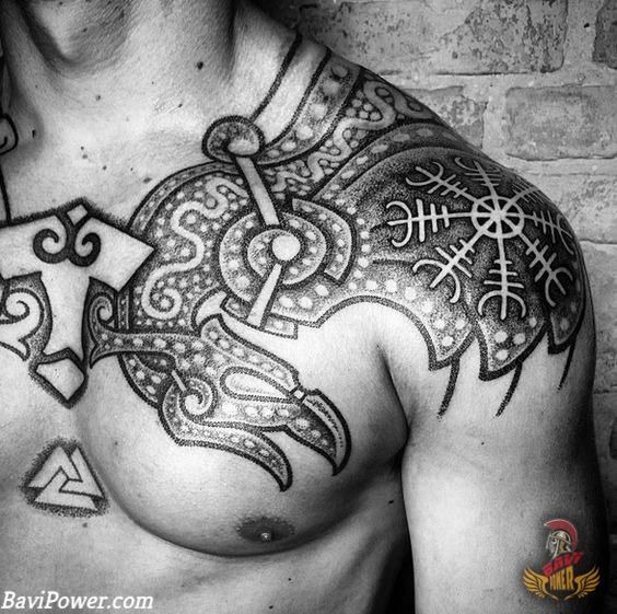 Aztec Inspired Winding Serpent Tribal Shoulder Tattoo Shoulder Tattoo Design