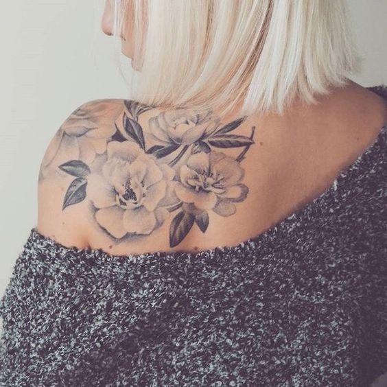 Butterfly Perched on Flowers Shoulder Tattoo Shoulder Tattoo Design