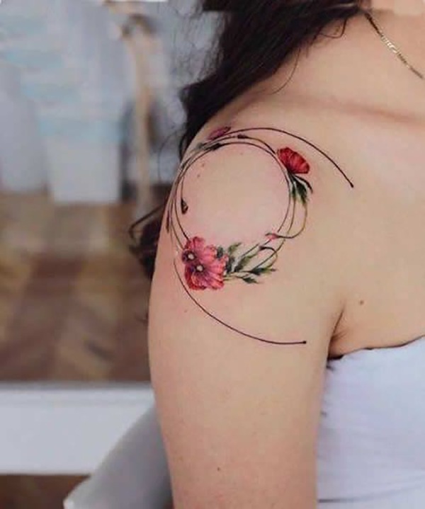 Delicate Floral Vine Wreath Shoulder Tattoo Shoulder Tattoo Design