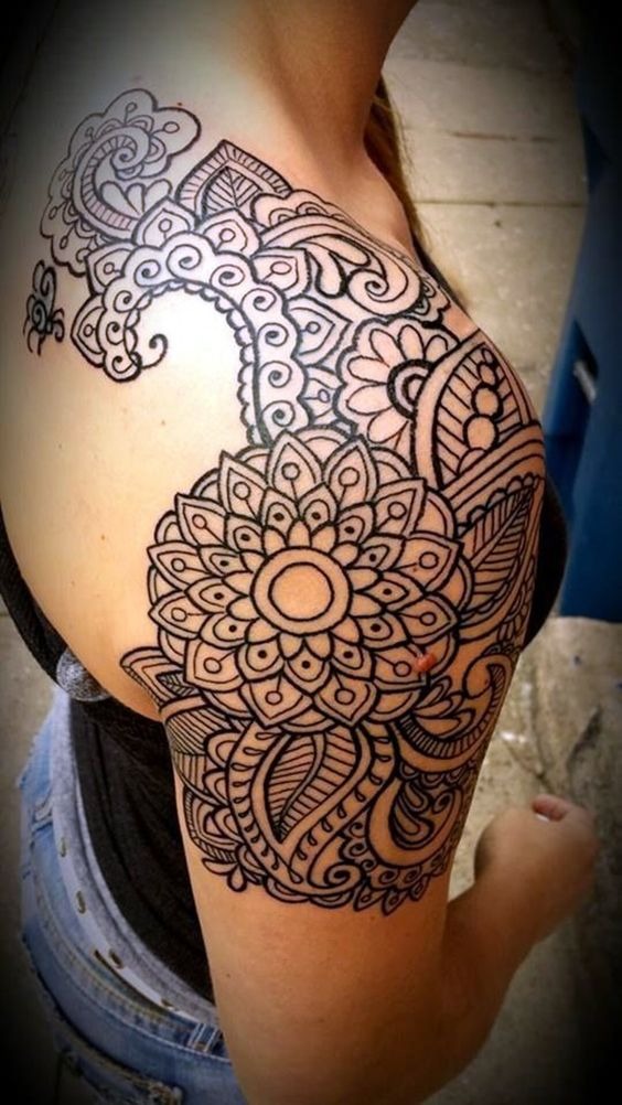 Geometric Black and White Creative Shoulder Tattoos Shoulder Tattoo Design