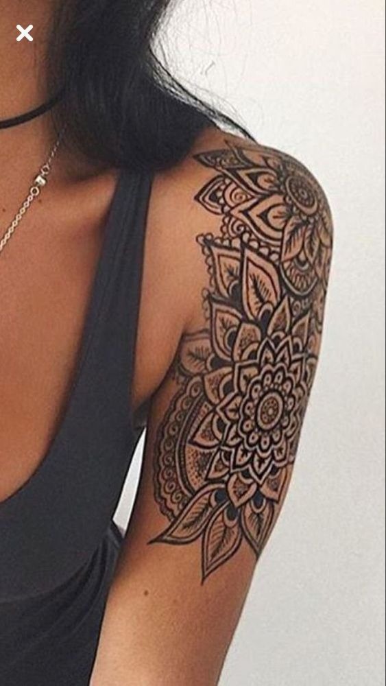 Large Mandala Floral Patterned Shoulder Tattoo Shoulder Tattoo Design