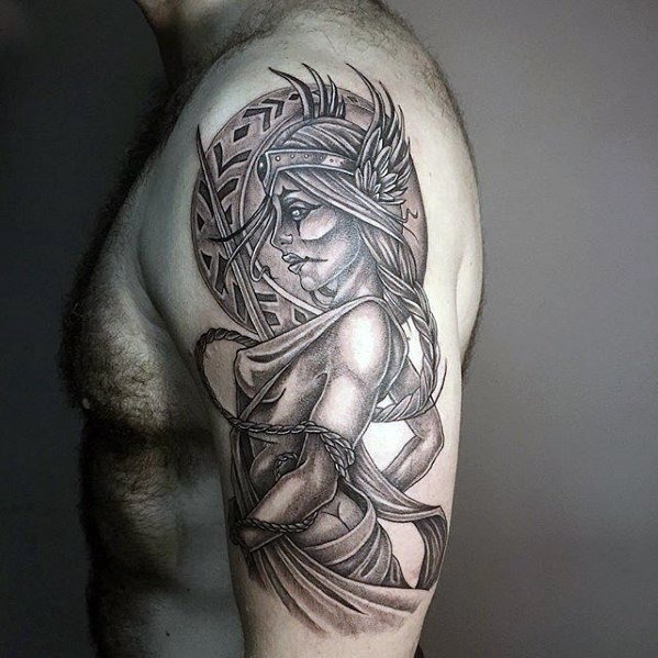 Robed Greek Inspired Woman Shoulder Tattoo Shoulder Tattoo Design